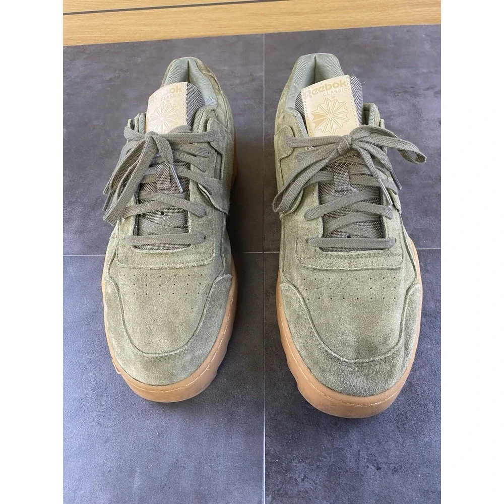 Reebok Men's Workout Plus Ripple Army Green Suede Sneaker Size 12